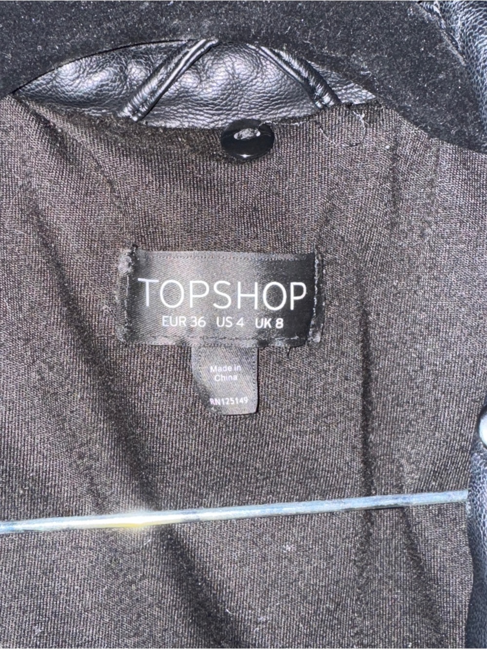 Topshop Black Faux-Leather Moto Jacket with Asymmetrical Zip - Picture 3 of 4